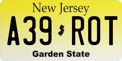 NJ license plate A39ROT