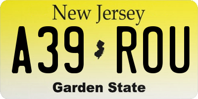 NJ license plate A39ROU