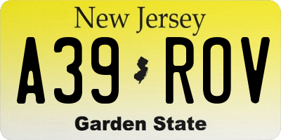 NJ license plate A39ROV