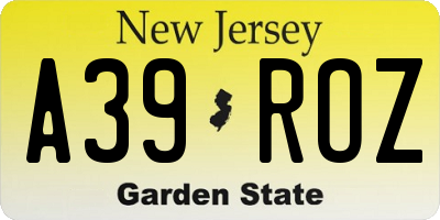 NJ license plate A39ROZ