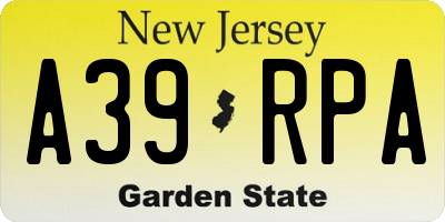NJ license plate A39RPA