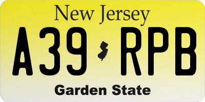NJ license plate A39RPB