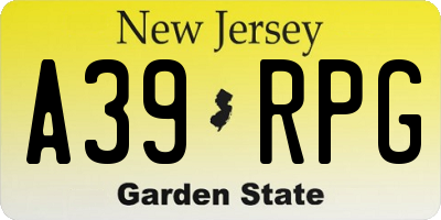 NJ license plate A39RPG