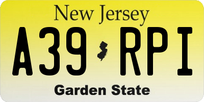 NJ license plate A39RPI