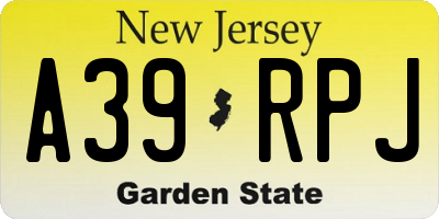 NJ license plate A39RPJ