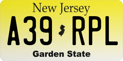 NJ license plate A39RPL