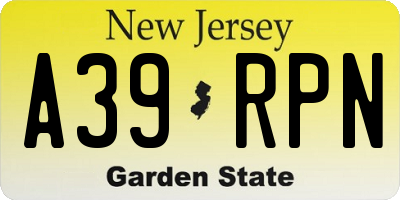 NJ license plate A39RPN