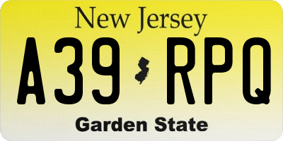 NJ license plate A39RPQ
