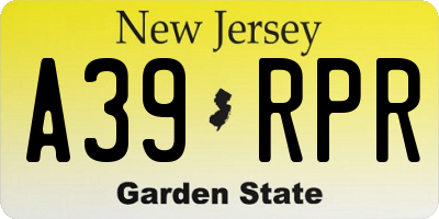 NJ license plate A39RPR