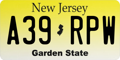 NJ license plate A39RPW