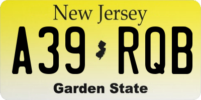 NJ license plate A39RQB