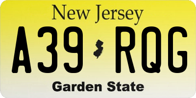 NJ license plate A39RQG