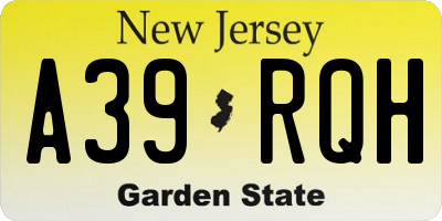 NJ license plate A39RQH