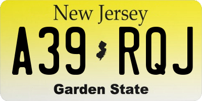 NJ license plate A39RQJ