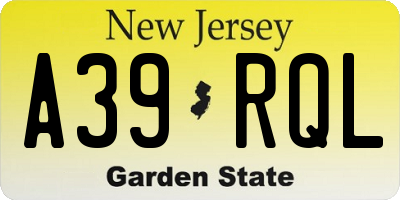 NJ license plate A39RQL