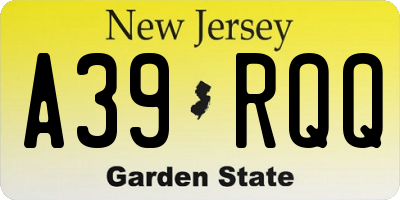NJ license plate A39RQQ
