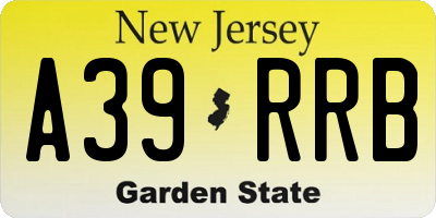 NJ license plate A39RRB