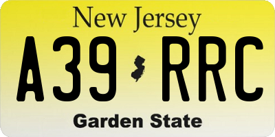 NJ license plate A39RRC