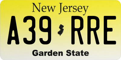NJ license plate A39RRE