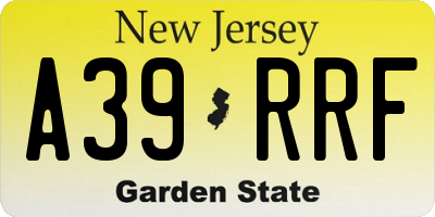NJ license plate A39RRF