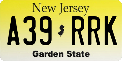 NJ license plate A39RRK
