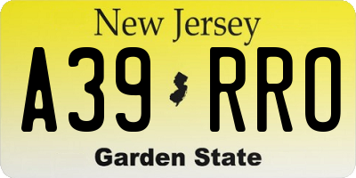 NJ license plate A39RRO