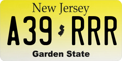 NJ license plate A39RRR