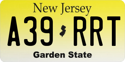 NJ license plate A39RRT