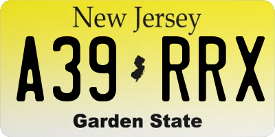 NJ license plate A39RRX