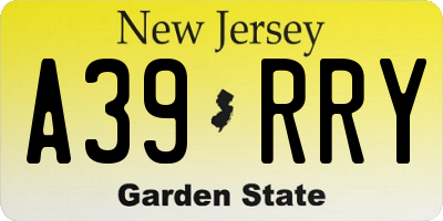 NJ license plate A39RRY