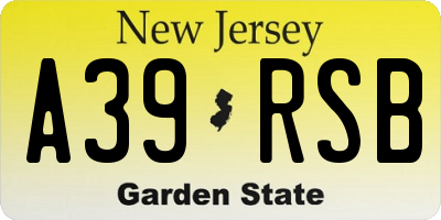 NJ license plate A39RSB