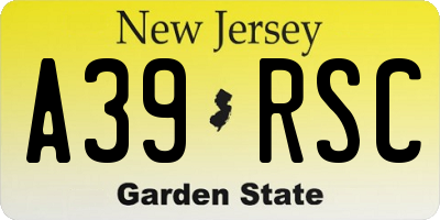 NJ license plate A39RSC