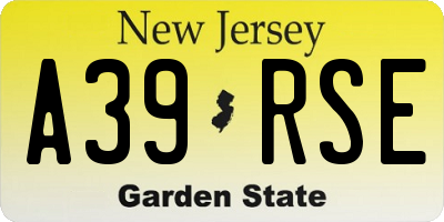 NJ license plate A39RSE