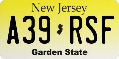 NJ license plate A39RSF