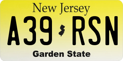 NJ license plate A39RSN