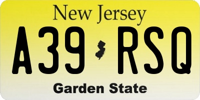 NJ license plate A39RSQ
