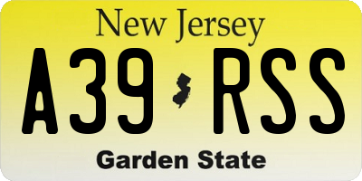NJ license plate A39RSS