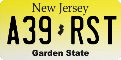 NJ license plate A39RST