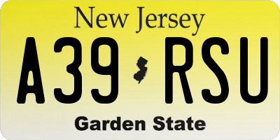 NJ license plate A39RSU