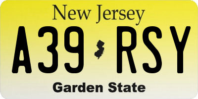 NJ license plate A39RSY
