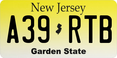 NJ license plate A39RTB