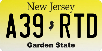 NJ license plate A39RTD