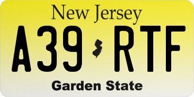 NJ license plate A39RTF