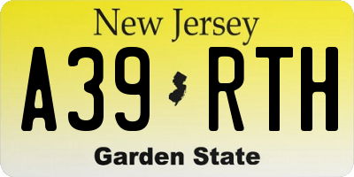 NJ license plate A39RTH
