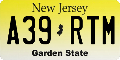 NJ license plate A39RTM
