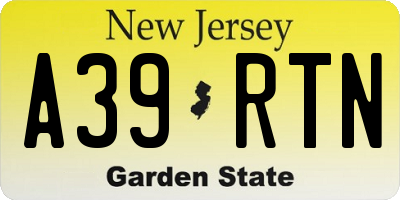 NJ license plate A39RTN