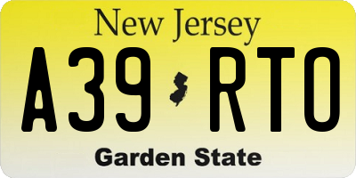 NJ license plate A39RTO