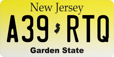 NJ license plate A39RTQ