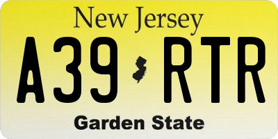NJ license plate A39RTR