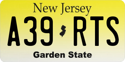 NJ license plate A39RTS